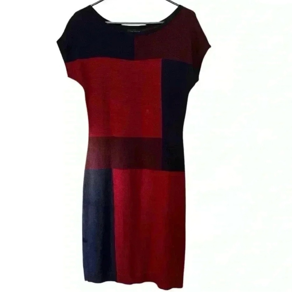 The Limited Red & Black Colorblock Midi Dress